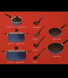 batería de cocina Tfal Xpert Chef 12 piezas, Fabricada con aluminio de alta durabilidad, asegura una distribución uniforme del calor, lo que resulta en cocciones precisas y eficientes - Azul - Ver 2
