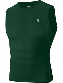 GYHSRunhit Sleeveless Compression Shirt Men Top Athletic Muscle Shirts Men - 墨綠色 - 查看 12