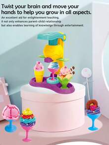 彩色黏土系列玩具，儿童益智创意玩具，趣味冰淇淋机，小火车，海豚，面条机，角色扮演DIY黏土模具，超轻造型黏土，逼真厨房面条机，冰淇淋机，儿童组合玩具，橡皮泥面条机 - 彩色 - 查看 4