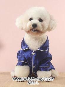 宠物无弹力、轻便、透气、舒适的家居睡衣，适合泰迪熊等小型犬种全年穿着（产品略小，建议购买大1-2个尺码，其他犬种请谨慎选择） - 淺藍色 - 查看 25