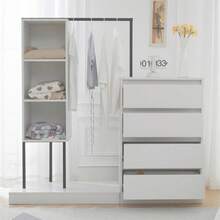 Drawer Cabinet, Wardrobe Set, White Wardrobe, Sideboard, Clothes Rail, Dimensions: W140/W40/H135, White