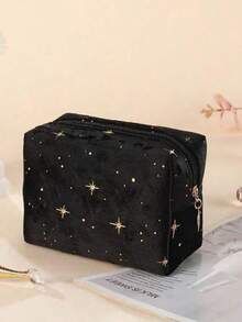 1个优雅星形天鹅绒八角化妆包，便携式手提化妆包，金色闪亮星形设计，包含化妆包套装、房间装饰、包袋、化妆包、梳妆台、化妆包、收纳包、储物包、化妆包、洗漱包、桌面收纳包、化妆包、化妆袋、化妆品收纳包、化妆袋、化妆包、梳妆台、化妆包、小化妆包、化妆包、圣诞礼物、小包、手拿包/小手提包、化妆品收纳包、小包、刷子收纳袋、迷你包、大容量包、女士礼物、圣诞礼物、女士礼物创意