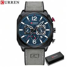 CURREN Men's Fashion Waterproof Quartz Chronograph Wrist Watch With Luminous Function And Genuine Leather Strap - Multicolor - View 11