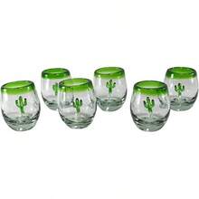 MAREY Vasos Mezcaleros Tequileros Vidrio Soplado Artesanal Hecho en Mexico| 2 Oz. Barril(Puesto Verde - Cactus, 2) - Posta Verde - Cactus - Ver 10