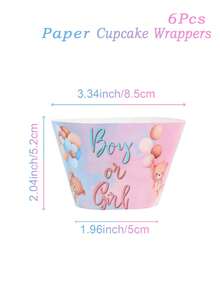 6 Stück Geschlechts-Enthüllungs-Cupcake-Förmchen mit kleinen Bären, Geschlechts-Enthüllungs-Cupcake-Dekorationen, Baby-Dusch-Party-Dekoration, Geschlechts-Enthüllungs-Party-Zubehör, 1. Geburtstags-Party-Dekorations-Zubehör, Baby-Party-Gastgeschenke, Erste-Geburtstags-Party-Dekoration, Dessert-Tisch-Dekoration