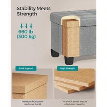 SONGMICS Storage Ottoman Small Ottoman Foot Rest With Legs 32 X 40 X 33.5 Cm Foot Stool Ottoman With Storage Load Up To 660 Lb For Living Room Bedroom Dorm  Gray ULSF012G02
