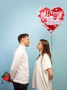 100pcs Heart-Shaped Aluminum Foil Balloons Heart Wedding Printed Aluminum Foil I Love You Balloons