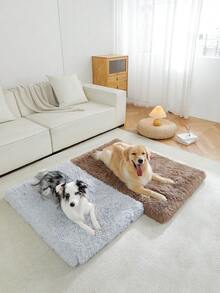 1pc Orthopedic Plush Dog Bed, Soft Cushion Pet Mat With Non-Slip Bottom, Durable And Machine Washable, Suitable For Large/Medium/Small Dogs And Cats, All Seasons - Brown - View 9