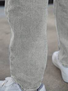 男士休闲修身紧身牛仔裤 - 适合所有季节 - 淺灰色 - 查看 5