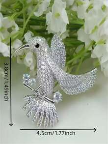 1PC Exquisite And Shiny Rhinestone Hummingbird Brooch - A Fashionable, Charming, Elegant And Romantic Accessory For Women's Clothing - The Perfect Gift For Weddings And Banquets - Multicolor - View 5