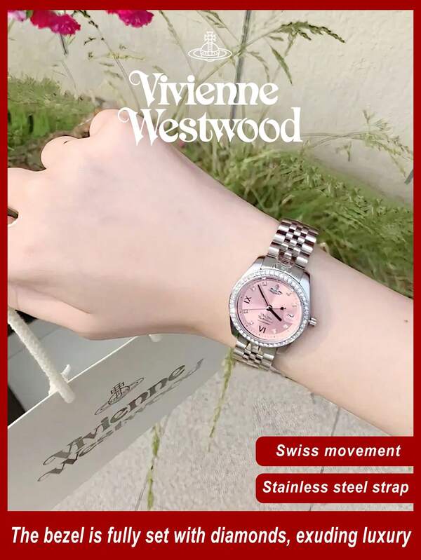 Vivienne Westwood Camberwell Watch  In Stainless Steel Pink-Silver