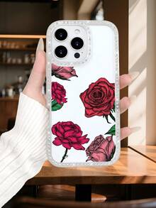 Vintage-Handyhülle mit rotem Rosenblumen-Gravurmuster, romantischer, eleganter Stil, Blumendruck, Premium-Schutzhülle für den täglichen Gebrauch, kompatibel mit iPhone 17promax/17pro/17/17Air/16promax/16pro/16plus/16/15promax/15pro/15plus/15/14promax/14pro/14plus/14/13promax/13pro/13/12promax/12pro/12/11promax/11