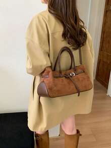 2025 New Vintage Large Capacity Handbag, Matte Commuter Shoulder Bag, Fashionable Tote Bag For Going Out