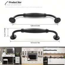 4pcs Antique Metal Cabinet Handles, Black Solid Cupboard Pulls, Kitchen Drawer Knobs For Furniture Hardware Application - Multicolor - View 12