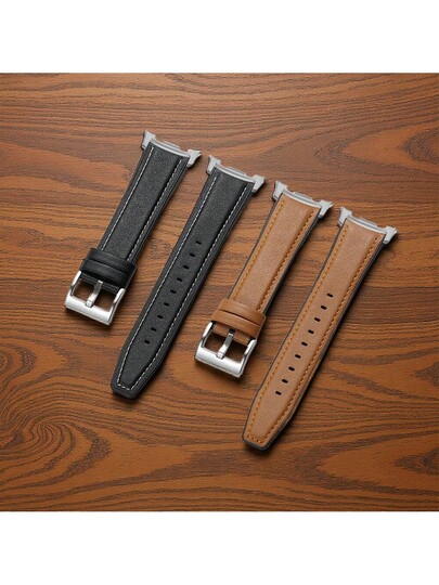 1pc PU Leather Silicone Hybrid Strap Compatible Samsung Galaxy Horloge 40/44mm Classic 46 Smartwatch