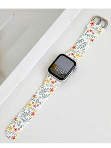 1pc Fashionable Floral Printed Silicone Watch Strap Compatible With Apple Watch Band Strap 38mm 40mm 41mm 42mm 44mm 45mm 49mm (S10 42)Mm (S10 46)Mm Women,British Country Style Soft Silicone Sports Watch Strap Bands Compatible With Iwatch Series 11 Ultra 3 SE3 Ultra 2 S10 SE2 9 8 7 SE 6 5 4 3 2 1 ,