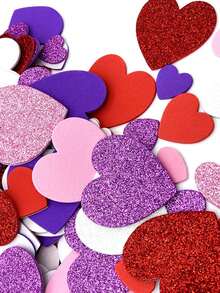 120个自粘泡沫心形贴纸，闪光和哑光两种表面处理，适用于情人节、婚礼DIY工艺品、装饰和贺卡 - 彩色 - 查看 6