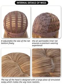 alicegarden 1 Synthetic Fiber Long Straight Hair Wig With Bangs, Brown Long Straight Hair, 26 Feet Long, Fashionable Wig, Natural And Realistic