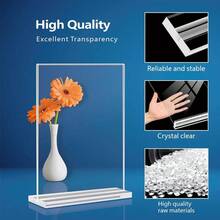 6 chiếc giá đỡ biển hiệu bằng acrylic 4"X6" (khoảng 10 X 15 cm) - Giá đỡ trưng bày thực đơn hình chữ T trong suốt để bàn - Giá đỡ ảnh/tờ rơi hai mặt cho văn phòng, cửa hàng, nhà hàng, khách sạn - trong suốt - Xem 6