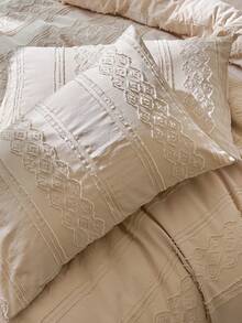 2/3PCS Khaki Tufted Textured Polyester Duvet Cover Set, Boho Shabby Chic Bedding Set For All Seasons Use, Modern Bohemia Style, Soft& Breathable, Durable, Machine Washable (1 Duvet Cover+ 1/2 Pillowcases, No Filler) - Khaki - View 5