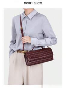 Nischen Woven Single Shoulder Organ Bag Fashion Horizontal Clutch Versatile Women's Crossbody Bag - 1893# Nho tím - Xem 3