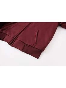 Men's Autumn And Winter Tops, Men's Fleece Jackets, Simple And Pure Color, Thickened Fleece, Warm In Winter, Windproof When Going Out - 酒紅色 - 查看 5