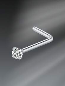 CIZME 1pc/Set 20G Titanium Steel G23 Nose Rings For Women Men,Silver Clear Diamond CZ L Shaped Nose Studs Top 1.5mm 2mm 2.5mm 3mm CZ Nose Piercing Jewelry Nose Ring Studs Jewelry - Silver - View 15