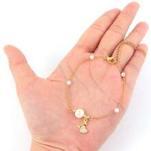 1pc New Fashion Round Initial Heart Golden Bead Chain Bracelet For Women - Yellow Gold - View 3
