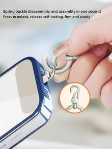 360°旋转手机挂绳夹 - 多功能金属手机配件，便捷携带支架 - 彩色 - 查看 3