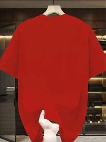 Camiseta 100% algodón con grafico decorativo de Galleta de Jengibre, atuendo casual, versátil para hombres, adecuado para fiestas de Navidad y salidas, para todas las estaciones. - Rojo - Ver 3