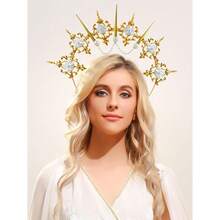RGT Gold Halo Crown Spiked Crown Headband Sunburst Zip Tie Headpiece Goddess Costume For Wedding Photoshoot Cosplay Pageant Festival Renaissance - Nhiều màu - Xem 5