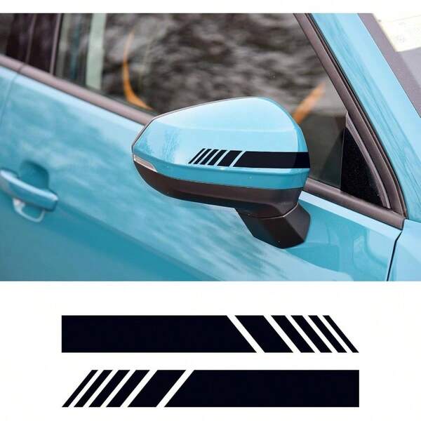 2PCS Car Rear View Mirror Stickers, Waterproof Auto Side Rearview Mirrors Decal Stripes, Universal Anti - Collision Striped Automotive Warning Stripes, Car Exterior Accessories 5.51* 0.55