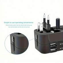 通用旅行适配器，双USB接口，110V-240V输入，欧规/美规/英规/澳规插头，带浪涌保护，适用于150多个国家，商务旅行必备 - 英規插(220-240V) - 查看 8