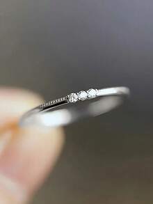 1 chiếc nhẫn đá Cubic Zirconia cổ điển, kiểu dáng nữ, thích hợp cho đám cưới, lễ đính hôn, ngày Valentine và các dịp khác. - Bạc - Xem 7