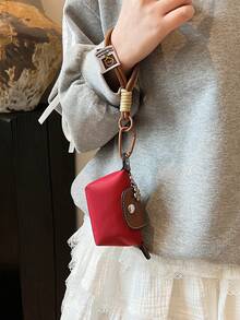 Neue Damen PU-Leder Platin Mini Anhänger Tasche, modische vielseitige Schlüsselanhänger Anhänger Tasche Mini Beutel Anhänger Anhänger Kette Mini Handtasche Schlüsselanhänger Beutel Anhänger Anhänger Geschenke für Damen Handyzubehör