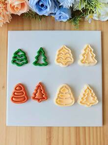 1 pieza Cortador de arcilla polimérica con diseño diferente de árbol de Navidad, molde de corte de arcilla navideña, herramienta de cerámica suave DIY, kit de fabricación de joyas de arcilla polimérica para pendientes, adornos navideños y manualidades festivas, suministros para manualidades