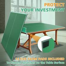 6-9ft Mid-Size Foldable Table Tennis Table Top, Portable Ping Pong Table Board For Indoor Games - Green - View 2