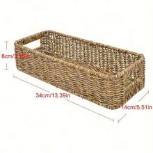 1 Giỏ đựng đồ kiểu Bohemian đan lát - Giỏ đựng dụng cụ hình chữ nhật có nắp đậy, giá đựng gia vị, thảo mộc và vật dụng nhỏ bằng nhựa bền chắc, thích hợp để trên mặt bàn hoặc trong tủ bếp, hộp đựng đồ dùng nhà bếp. - Nhiều màu - Xem 5