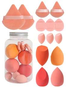 化妆海绵套装，带收纳盒，柔软美妆海绵，适用于粉底，指尖和粉扑两用，干湿两用，可用于粉底、化妆、房间装饰、梳妆台、旅行、卧室、旅行配件、旅行必备品、化妆配件、粉扑、化妆海绵、化妆海绵 - 彩色 - 查看 9