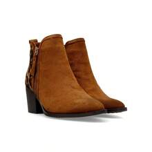 XTI Botín cowboy print leopardo vegano, Botas cowboy tacón ancho de 5,5 cm para mujer, Animal print cierre cremallera - Modelo 144647 - Camel - ✅ Entrega 24/72h a España (península) - Camel - Ver 6