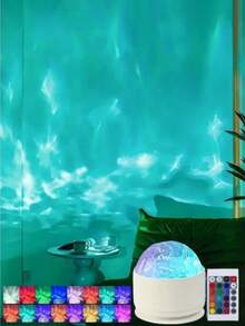 1个极光星空投影灯，带遥控器，7种可调节灯光效果 - 非常适合露营、卧室装饰、婚礼、节日派对、情人节礼物、家居装饰、露营配件 | 奇幻主题装饰 | USB供电投影仪，房间装饰 - 彩色 - 查看 5