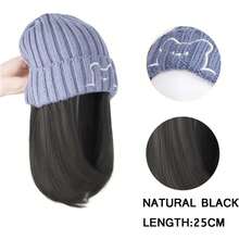 帽子假发一体女熊针织帽锁骨发秋冬韩版保暖百搭假发帽 - 彩色 - 查看 14