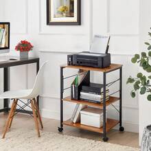 3-Tier Kitchen Bakers Rack, Utility Serving Cart, Multifunction Microwave Oven Stand, Baker's Rack With Storage Shelf And 10 Hooks - 黑色 - 查看 2