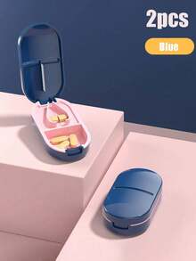 2 Farben erhältlich Pillen Aufbewahrungsflasche, Pillen Teiler, Neuer tragbarer Pillen Teiler, Tragbarer Pillen Teiler, Kleine und tragbare Medizinbox, Klein, tragbar und leicht zu transportieren. - Verschiedenfarbig - Übersicht 15