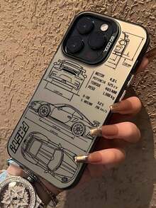 1pc Racing Car Design Phone Case, Minimalist Style, Shockproof Creative Matte Phone Cover, Suitable As Holiday Gift For Kids, Compatible With IPhone 7/8/X/XS/XR/11/12/13/14/15/16 Pro Max, Fashion & Durable Design, Compatible With Samsung A33(5G)/A32(4G)/A52(5G 4G)/S20FE/S21FE/A14(4G 5G)/S23/S23 PLUS/S23 ULTRA/S23 FE/A55 5G/S24/S24 PLUS/S24 ULTRA/A05/A05s, Suitable For IPhone 17 Air - 透黑 - 查看 5