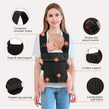 Newborn Carrier, Baby Carrier Newborn To Toddler, Ergonomic Baby Sling With Head Support - màu đen - Xem 4
