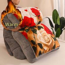 1件印花加厚毯，双面可用，柔软舒适 - 浪漫玫瑰 - 查看 15