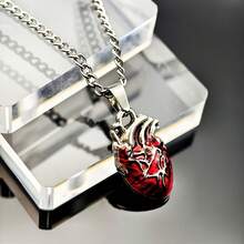 1 Fashionable Cool Metal Heart Pendant Valentine's Day Unique Gift For Couples In Black And Red - 紅心 - 查看 2