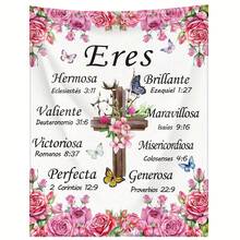 Modern Spanish Inspirational Scripture Blanket - Soft Flannel, Machine Washable, Floral Digital Print Suitable For All Seasons, Faith-Based Comfort Blanket, Suitable For Multiple Uses - Religious Gift For Women - Multicolor - View 1