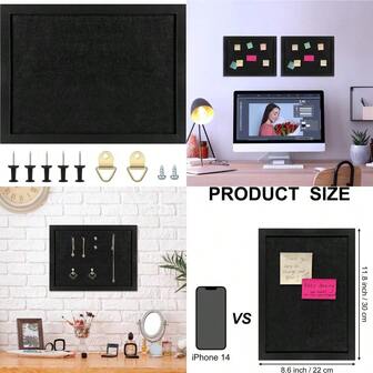TORASO Cork Board Bulletin Board 11" X 8" Cork Boards For Walls With Pins Eye Bolts Gaskets Screws Pin Board For Office School And Home BK 22 * 30cm 1P